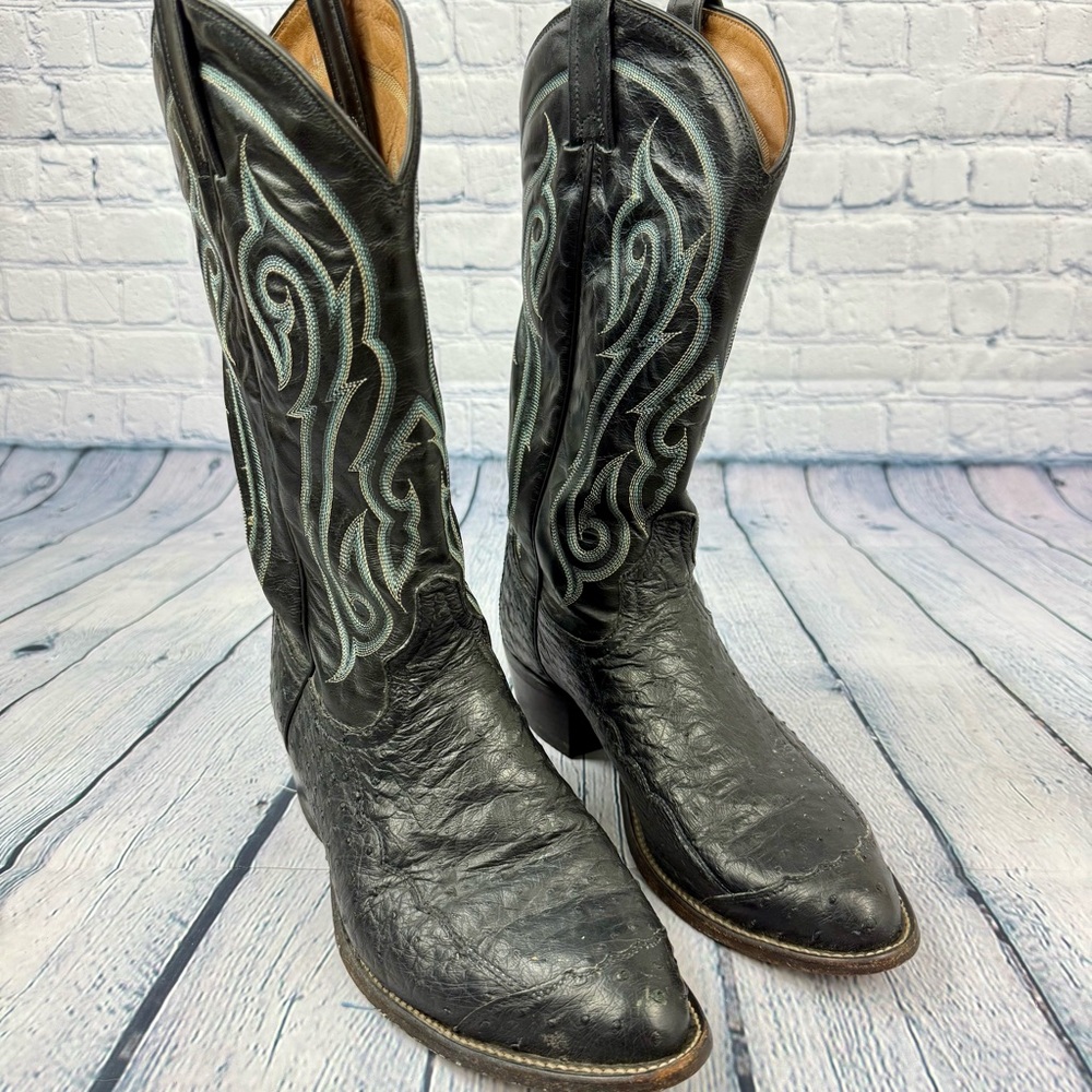 Vintage Exotic Tony Lama El Rey Genuine Ostrich Western Cowboy Boots Men’s 9 D - Picture 6 of 10